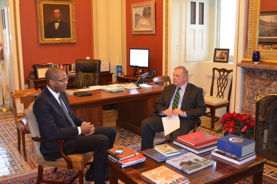 U.S. Senator Dick Durbin (D-IL) met with Acting Assistant Secretary for Fossil Energy Chris Smith to discuss the various carbon storage projects occuring in Illinois, including the FutureGen 2.0 project.
